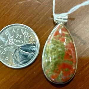 Elegant Silver Unakite Pendant